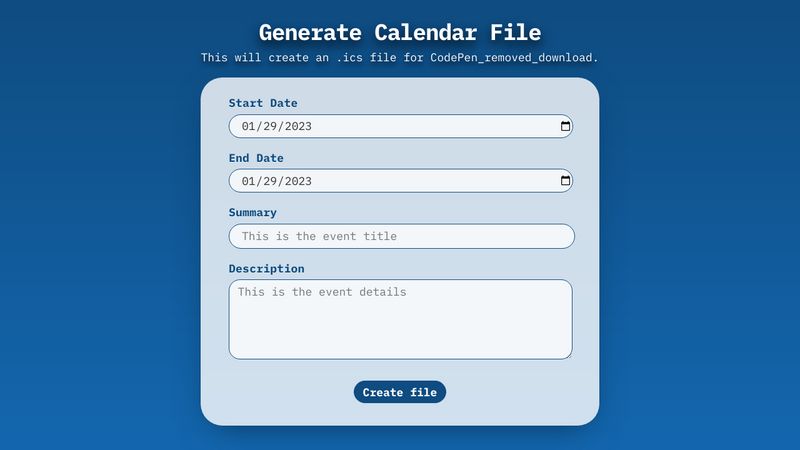 Ical Creator ics